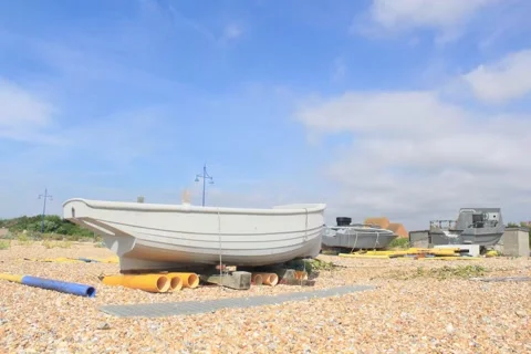 Timelapse of a boat on a beach Stock Footage 147683652