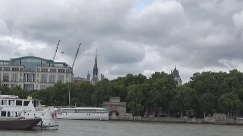 Timelapse Boat floating on river Stock Footage 82366999