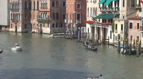 Timelapse boat gondola Grand Canal river water tourism day travel Venice Italy Stock Footage