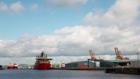 Timelapse of boat at Leith Docks, Edinburgh Stock Footage 77660070