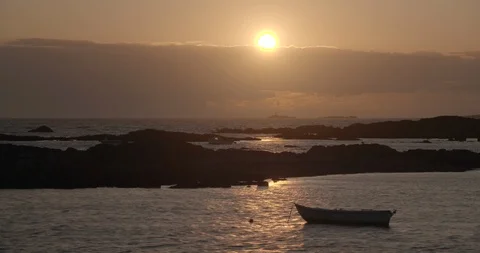 TIMELAPSE Boat on the ocean sunset Stock Footage 123649577
