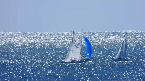 Timelapse of boats racing back and forth Stock Footage 208617295