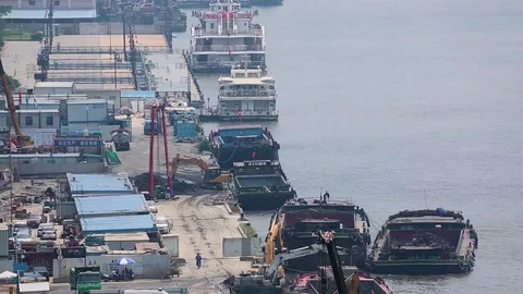 Timelapse of boats, Shanghai Video stock 71107492