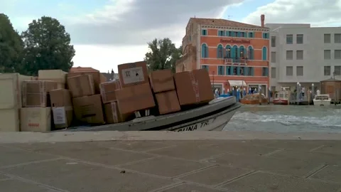 Timelapse of boats in venice Stock Footage 233295156