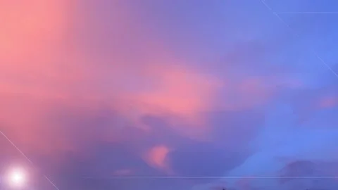 TimeLapse of bokeh sun light ray n lens flare on colorful pastel pink clouds Stock Footage 204965757