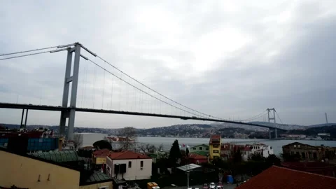 Timelapse of Bosphorus Bridges, Dynamic Day and Night Views of Istanbul Stock Footage 300889221