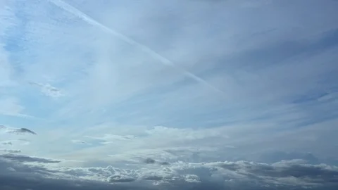 Timelapse boundless blue sky covered with spindrift clouds Stock Footage 118130114