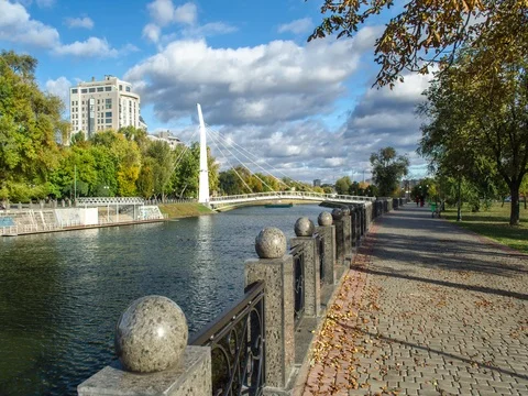 Timelapse of bridge and clouds in Kharkov, Ukraine Stock Footage 81945091