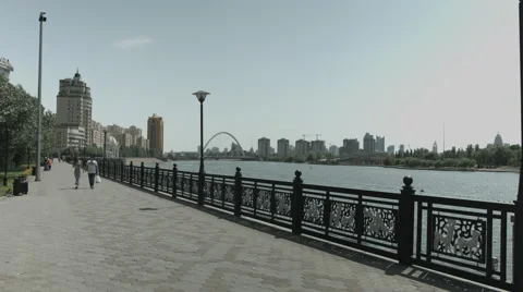 Timelapse Bridge and riverside view in Astana Stock Footage 59559888