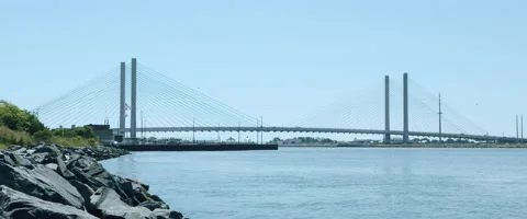 Timelapse with Bridge in the Background Stock Footage 136020259