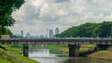 Timelapse Bridge with building background Jakarta Zoom-in Stock Footage 146363597