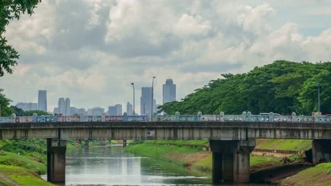 Timelapse Bridge with building background Jakarta Zoom-out Stock Footage 146363854