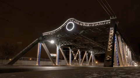 Timelapse bridge at night with traffic Stock Footage 120617759