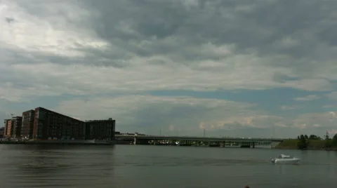 Timelapse of a bridge over a river Stock Footage 49208396