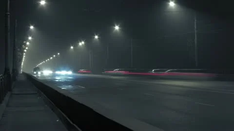 Timelapse bridge traffic lights at night Stock Footage