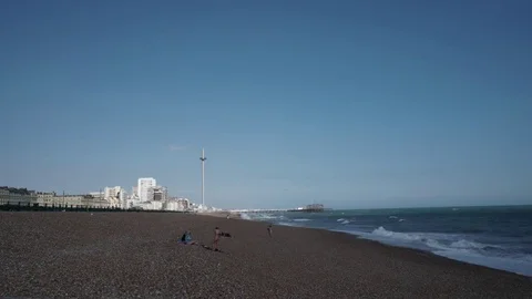 Timelapse - Brighton Beach, Blue Sky, i360 Stock Footage 81256229