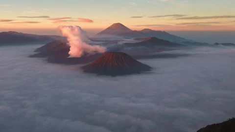 Timelapse of Bromo Volcano during Sunrise Stock-Footage 342525409