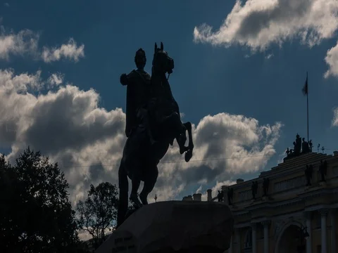 Timelapse of The Bronze Horseman in the Shadow Stock-Footage 70445890