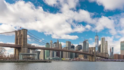 Timelapse of Brooklyn bridge and Manhattan Stock Footage 228738823