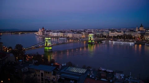 Timelapse of Budapest cityscape at sunset Stock Footage 82941109