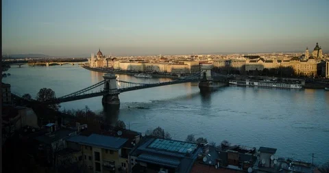 Timelapse of Budapest cityscape at sunset Video stock 105509235
