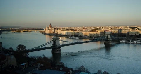 Timelapse of Budapest cityscape at sunset Stock Footage 105540471