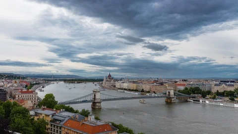 Timelapse of the Budapest Skyline in Hungary Stock Footage 127163161