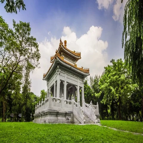 Timelapse of buddha temple in Lumpini central park in Bangkok, Thailand 스톡 동영상 69551209