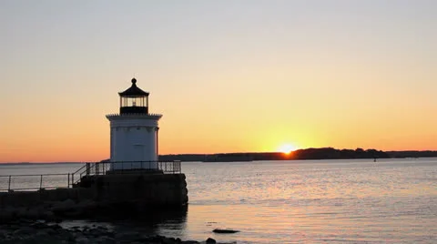 Timelapse of Bug Lighthouse at Sunrise, South Portland, Maine Stock Footage 24810883