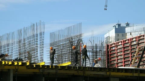 Timelapse: Builders align armature Stock Footage 35070826