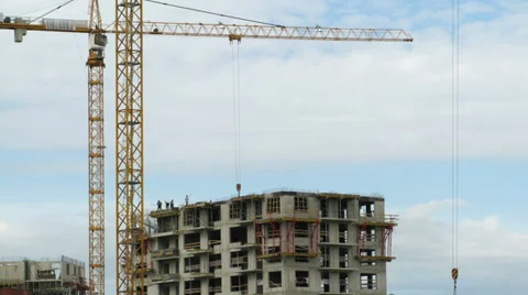 Timelapse: Builders erecting monolithic house Stock Footage 35144140