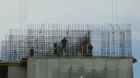 Timelapse: Builders reinforce reinforcement Stock Footage 34949833
