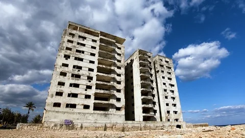 Timelapse building against the sky Stock Footage 106381147