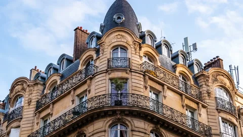 Timelapse of building and moving clouds in Paris, France Stock Footage 231384207