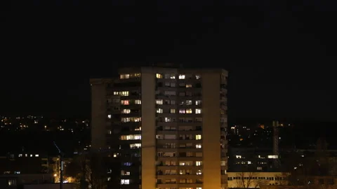 Timelapse of the building and turning the lights on and off Stock Footage 151175796