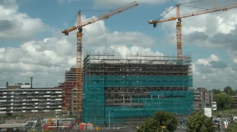 Timelapse of building construction "Huis van de Stad" Stock Footage 8835692