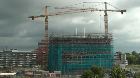 Timelapse of building construction "Huis van de Stad" Stock Footage 8835714