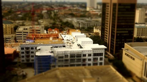 Timelapse of building construction with tiltshift effect Stock Footage 86835000