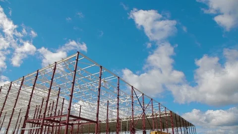 Timelapse Building new large warehouse complex Stock Footage 90998130
