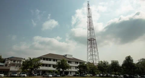 Timelapse of Building with Telecommunication Tower Video stock 48132376