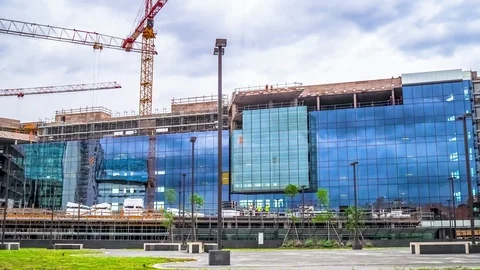 Timelapse of a building under construction Stock Footage 129956664