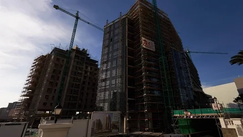 Timelapse of building under construction in Gibraltar Stock Footage 77409662