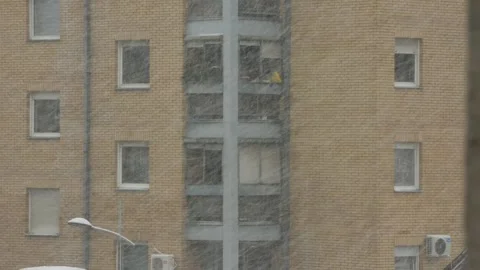 Timelapse Building Winter Time Stock Footage 141056221