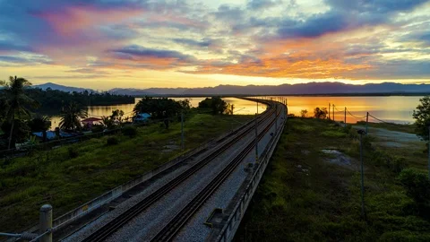 Timelapse Bukit Merah Floating Railway. Stock Footage 101430343