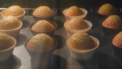 Timelapse bun baking in electric oven close up Pastry production process Stock-Footage 336576373