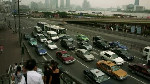 Timelapse The Bund traffic Video stock 11592143