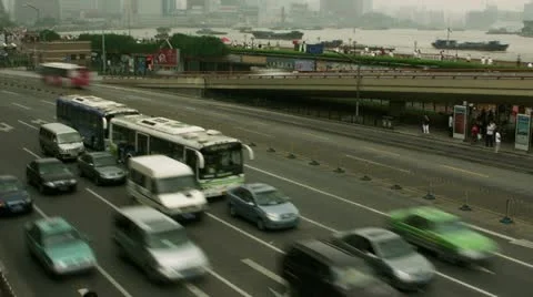 Timelapse The Bund traffic Stock-Footage 11611274