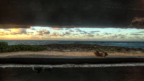 Timelapse of bunker during sunset Stockbeeldmateriaal 251841007