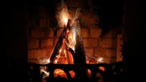 Timelapse of a burning fireplace Stock Footage 10269577