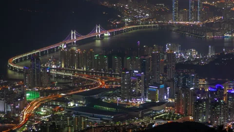 Timelapse Busan districts connected by modern bridge Stock Footage 117207231